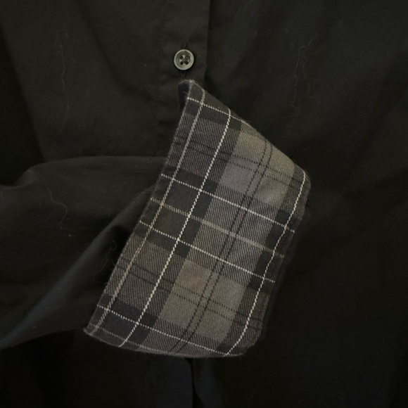 Barbour winter tartan black poplin Button Front Shirt size 14 U.S. - Picture 6 of 6